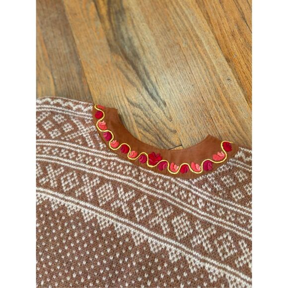 Handmade Wool/Angora Women’s Sweater L Embroidered Collar - Picture 8 of 13